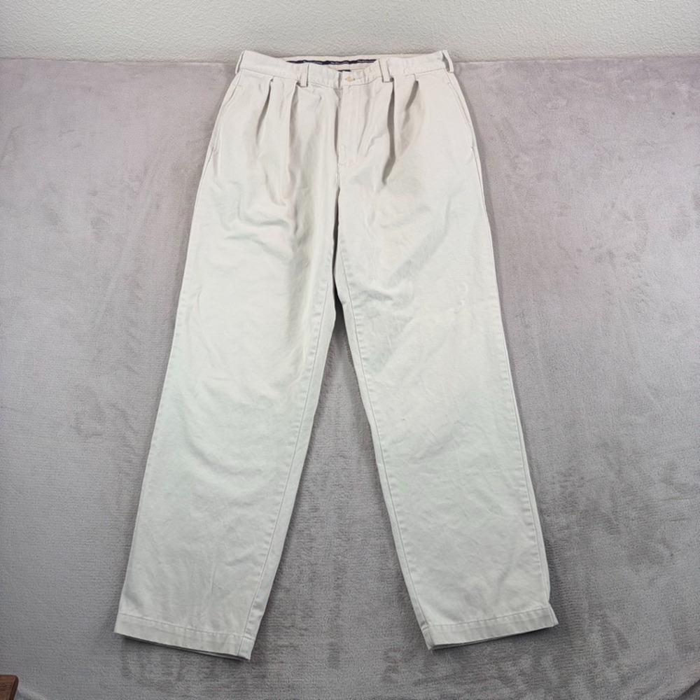 Vintage Polo Ralph Lauren Double Pleated Classic Chino Beige in Olive Men 34x32